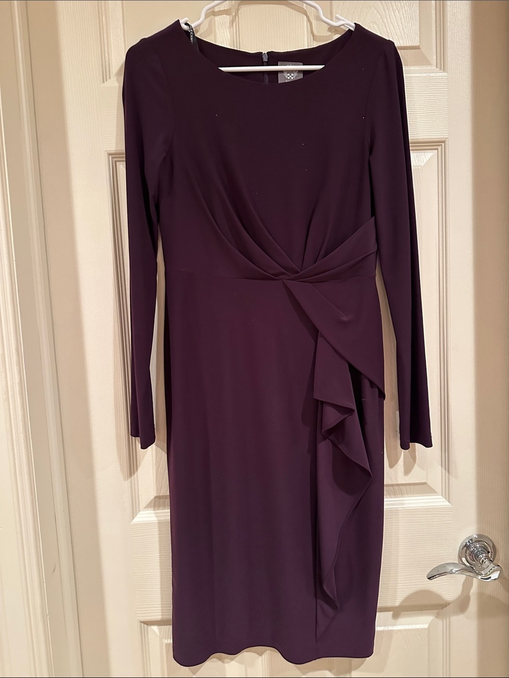 Vince Camuto Plum Long-Sleeve Twist-Detail Dress